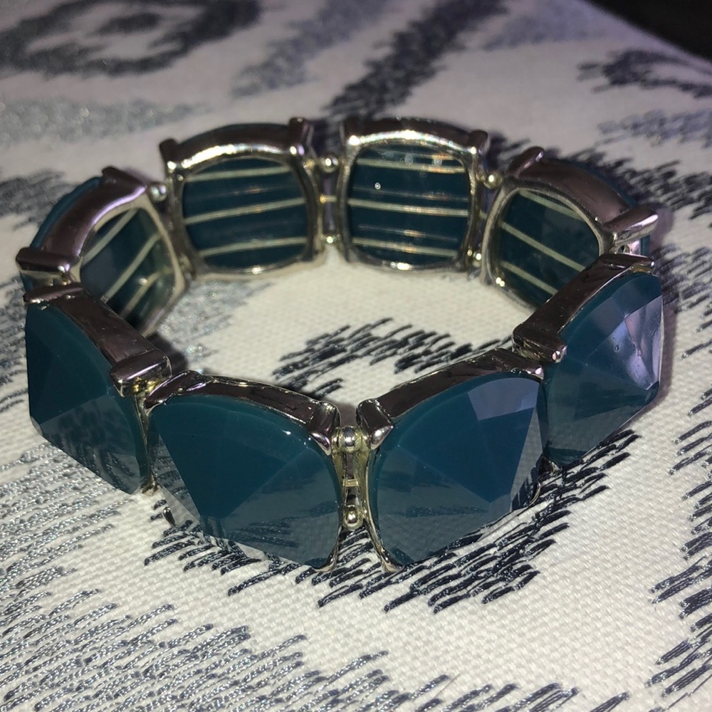 Blue Bracelet with Silver Hardware